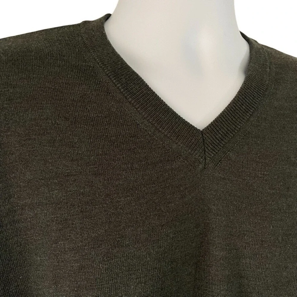 Italian Merino Wool Sweater XXL Gray V Neck Minimalist‎ Classic